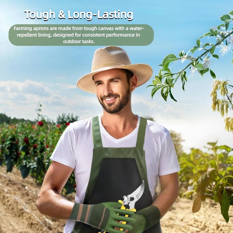 Silanit Garden Apron with Green Gloves-Adjustable Waist, Water-Repellent Gardening Apron with Pockets for Gardening and Kitchen Tasks - Image 5